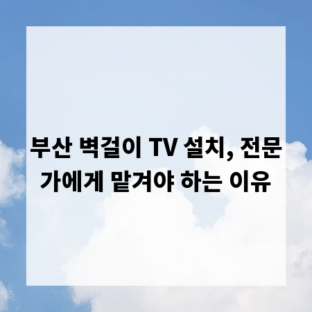 부산 벽걸이 TV 설치, 전문가에게 맡겨야 하는 이유