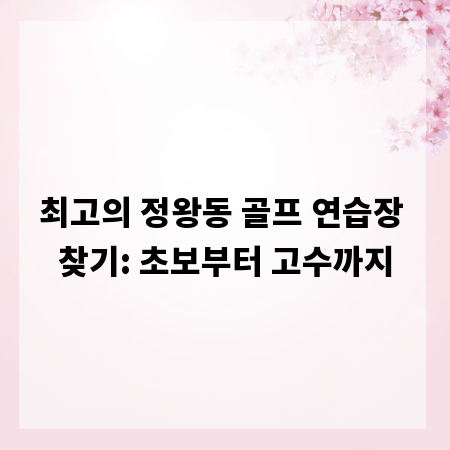 최고의 정왕동 골프 연습장 찾기: 초보부터 고수까지