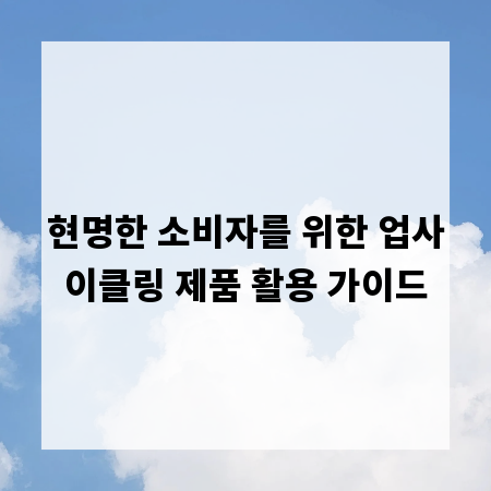 현명한 소비자를 위한 업사이클링 제품 활용 가이드