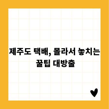 제주도 택배, 몰라서 놓치는 꿀팁 대방출