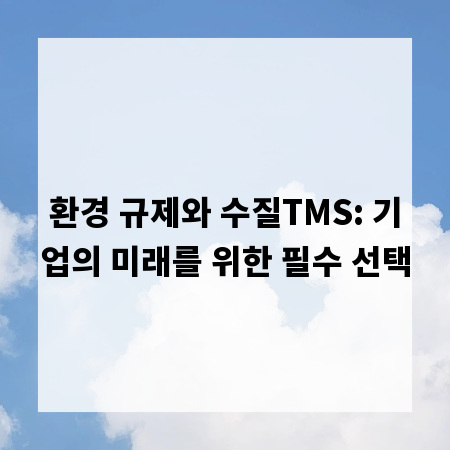 환경 규제와 수질TMS: 기업의 미래를 위한 필수 선택