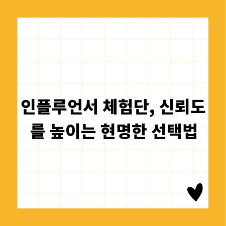 인플루언서 체험단, 신뢰도를 높이는 현명한 선택법