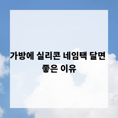 가방에 실리콘 네임택 달면 좋은 이유