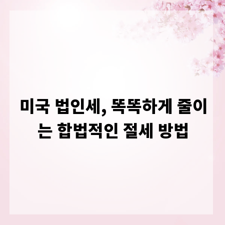 미국 법인세, 똑똑하게 줄이는 합법적인 절세 방법