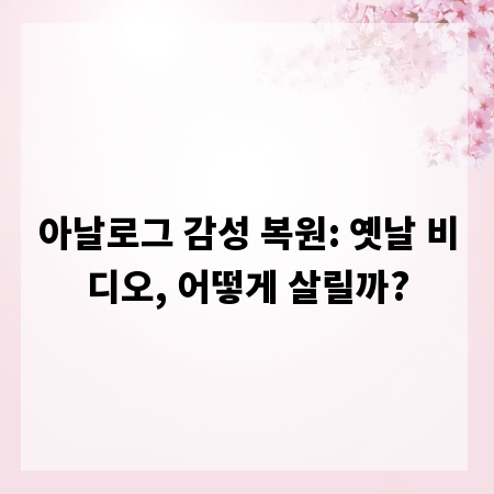 아날로그 감성 복원: 옛날 비디오, 어떻게 살릴까?
