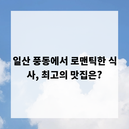 일산 풍동에서 로맨틱한 식사, 최고의 맛집은?