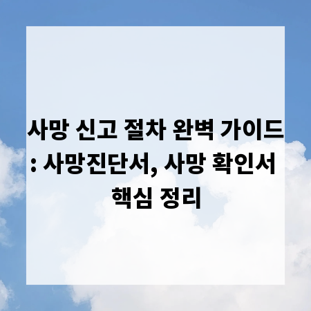 사망 신고 절차 완벽 가이드: 사망진단서, 사망 확인서 핵심 정리