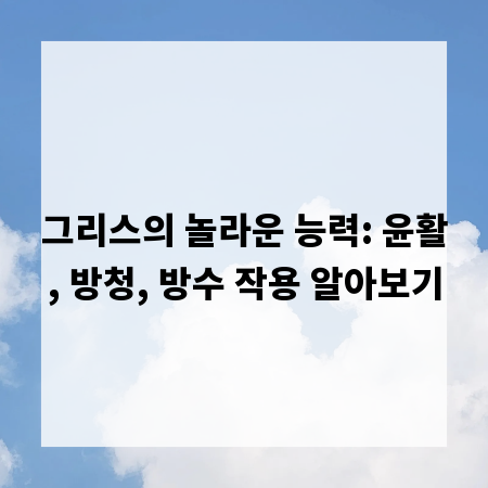 그리스의 놀라운 능력: 윤활, 방청, 방수 작용 알아보기