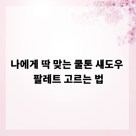 나에게 딱 맞는 쿨톤 섀도우 팔레트 고르는 법
