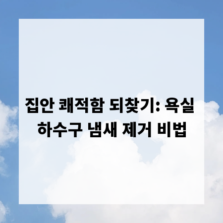 집안 쾌적함 되찾기: 욕실 하수구 냄새 제거 비법