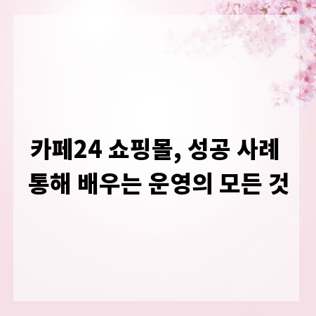카페24 쇼핑몰, 성공 사례 통해 배우는 운영의 모든 것