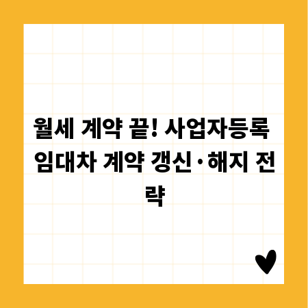 월세 계약 끝! 사업자등록 임대차 계약 갱신·해지 전략