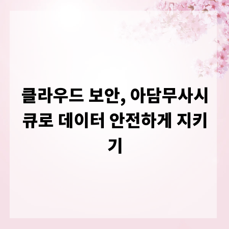 클라우드 보안, 아담무사시큐로 데이터 안전하게 지키기