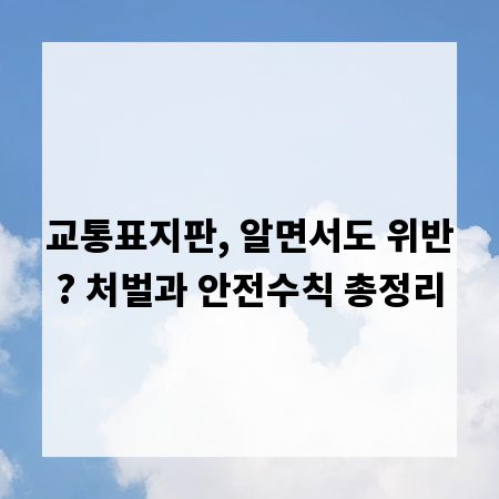 교통표지판, 알면서도 위반? 처벌과 안전수칙 총정리