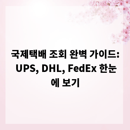 국제택배 조회 완벽 가이드: UPS, DHL, FedEx 한눈에 보기
