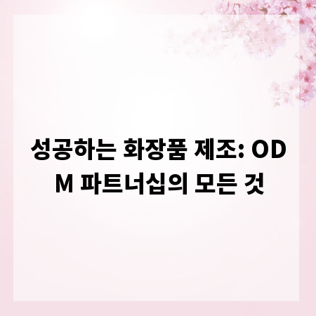 성공하는 화장품 제조: ODM 파트너십의 모든 것
