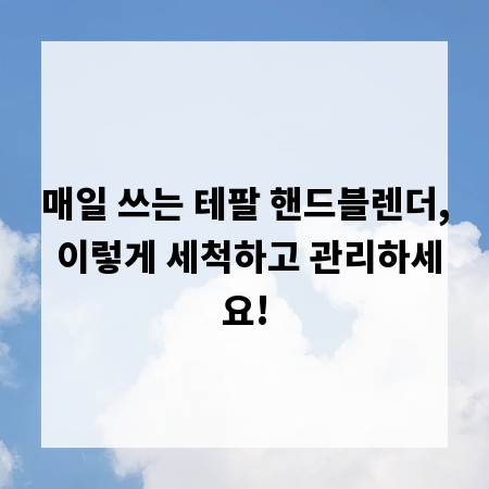 매일 쓰는 테팔 핸드블렌더, 이렇게 세척하고 관리하세요!