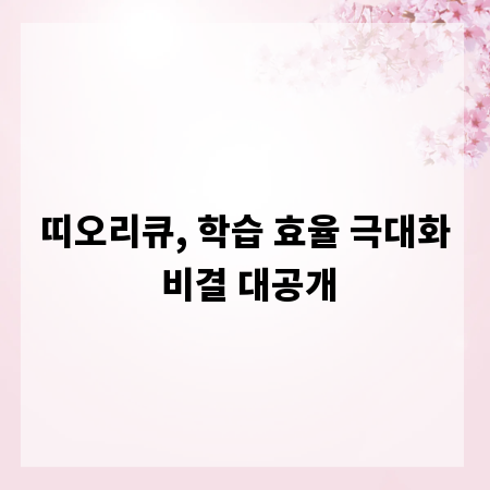 띠오리큐, 학습 효율 극대화 비결 대공개