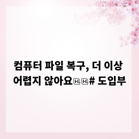 컴퓨터 파일 복구, 더 이상 어렵지 않아요

# 도입부
