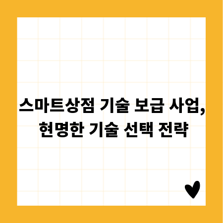 스마트상점 기술 보급 사업, 현명한 기술 선택 전략