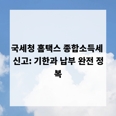 국세청 홈택스 종합소득세 신고: 기한과 납부 완전 정복