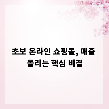 초보 온라인 쇼핑몰, 매출 올리는 핵심 비결