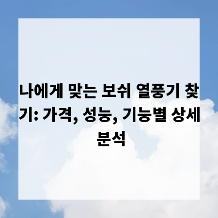 나에게 맞는 보쉬 열풍기 찾기: 가격, 성능, 기능별 상세 분석